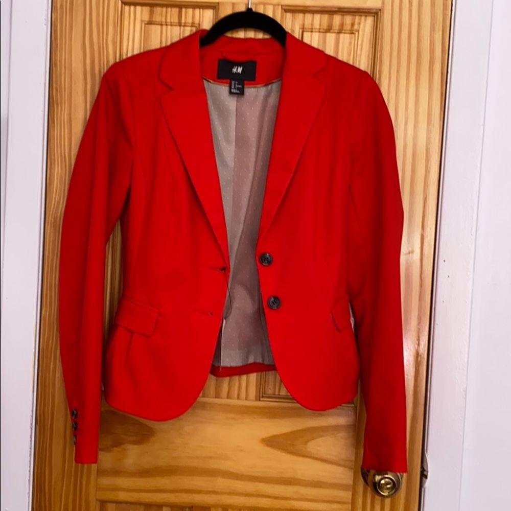 H&M red slim blezer